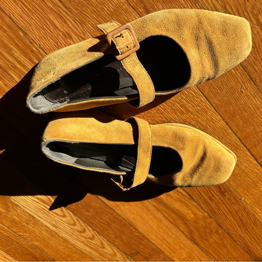 Women's Camper Mustard Yellow Suede Mary Jane Shoes